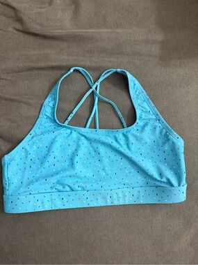 Humankind Aqua Blue Strappy Bikini Top with Multicolor Sprinkles